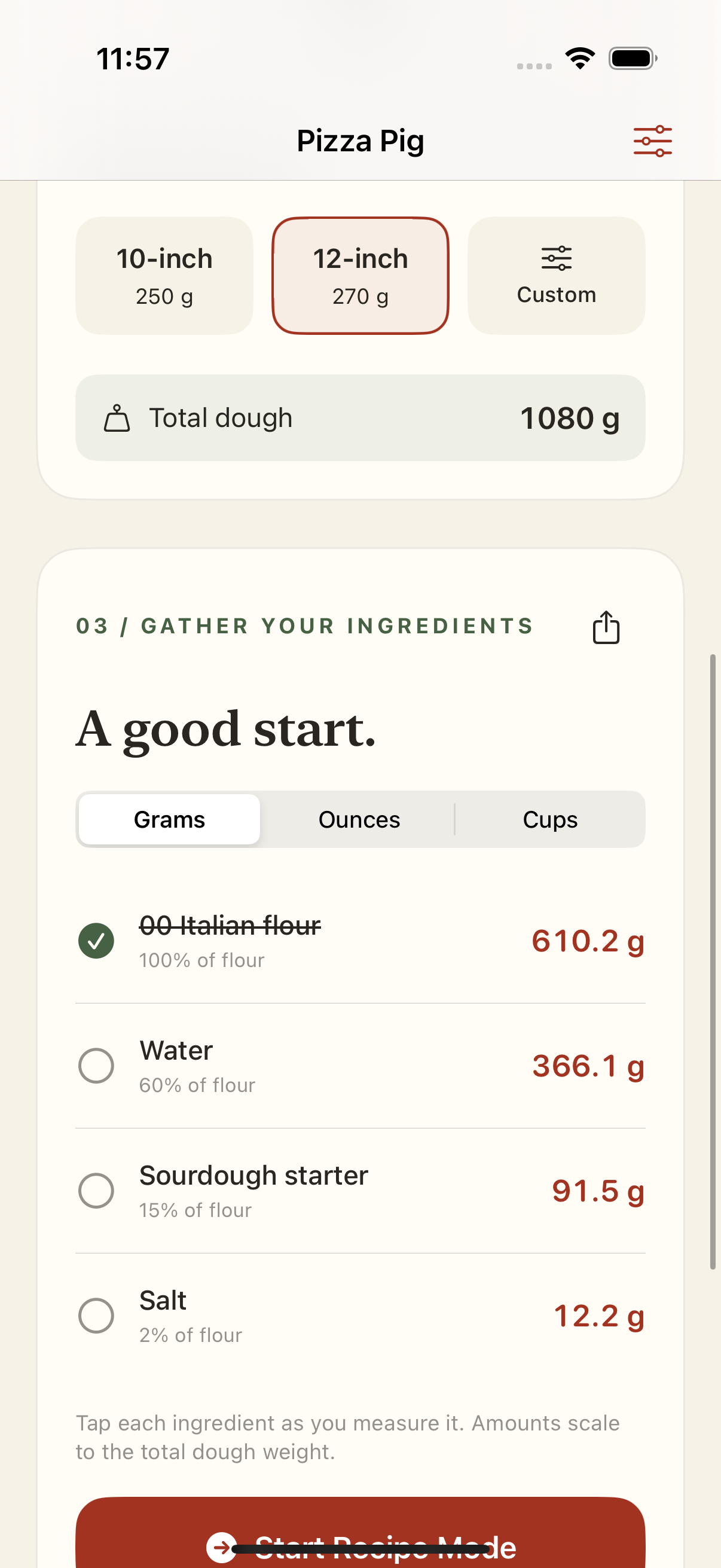 Sourdough ingredient calculator